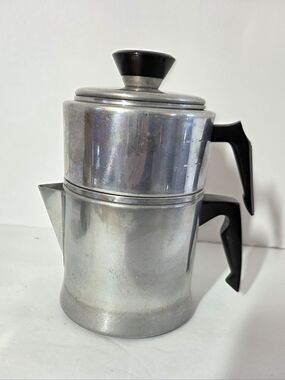 VINTAGE MIRRO ALUMINUM 2-4 CUP COFFEE POT PERCOLATOR CAMPING STOVE TOP COMPLETE